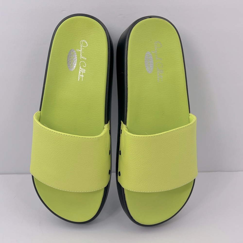 Dr. SCHOLL’S ORIGINAL COLLECTION, PISCES MAX SLIDES, LIME GREEN UPPER LEATHR, 9M - Picture 8 of 17